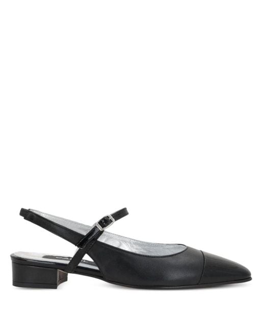 CAREL PARIS Black Oceano Leather Slingback Ballets