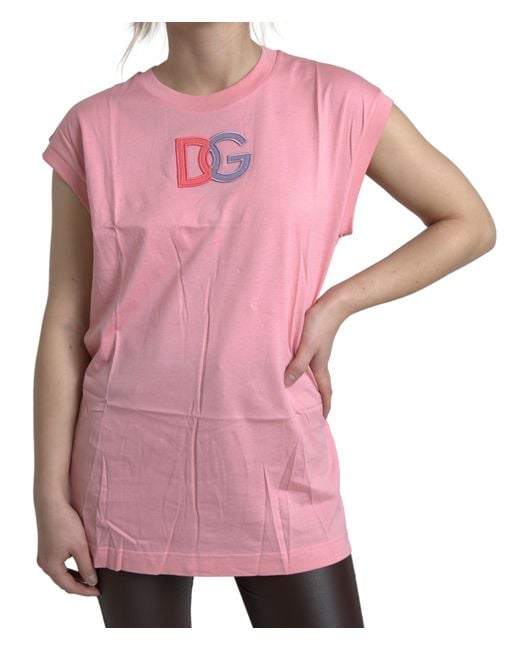 Dolce & Gabbana Pink Elegant Cotton Crew Neck Tank Top