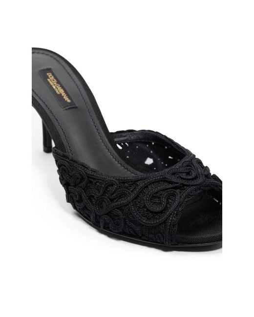 Dolce & Gabbana Black Cotton Mules