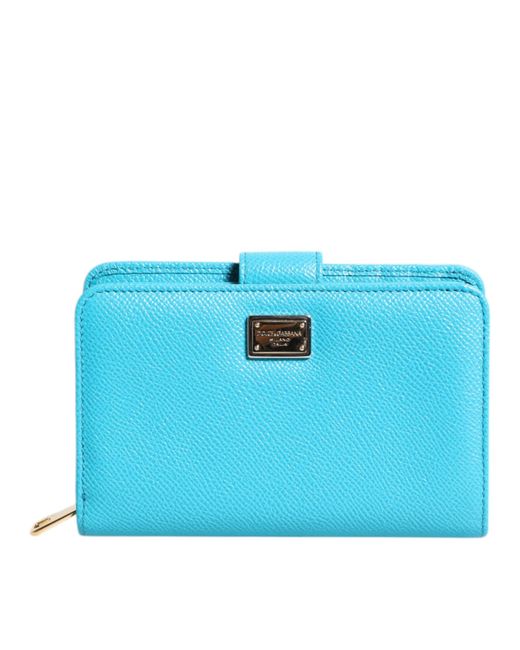 Dolce & Gabbana Blue Leather Bifold Continental Clutch Wallet