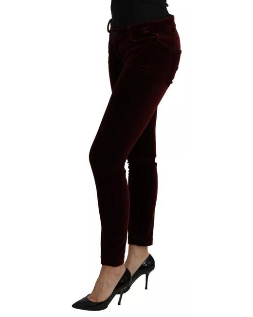 Dolce & Gabbana Black Velvet Stretch Slim Fit Pants