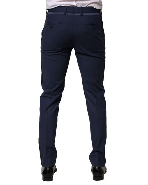 Dolce & Gabbana Blue Dark Wool Dress Formal Pants for men