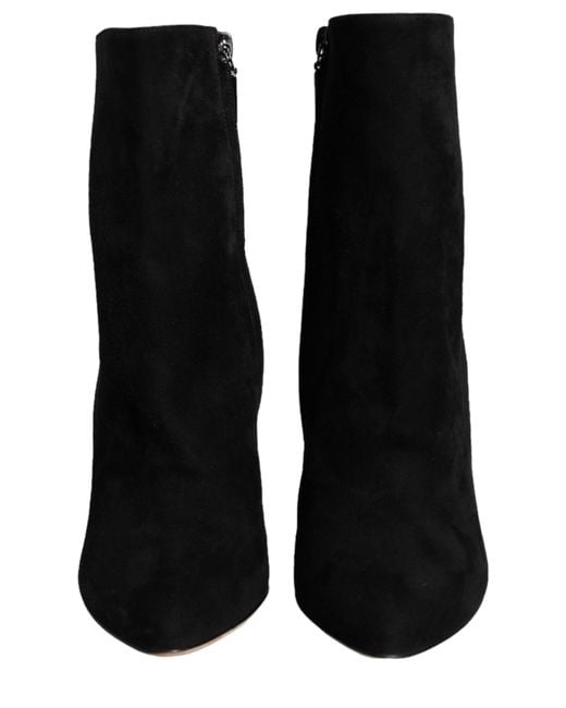 Dolce & Gabbana Black Suede Leather Mid Calf Boots Shoes