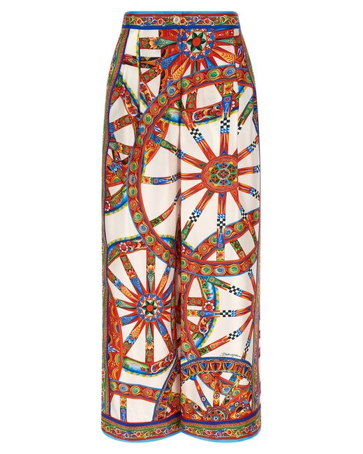 Dolce & Gabbana Red Silk Casual Pants