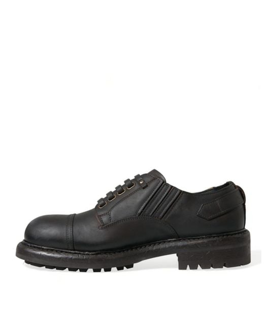Dolce & Gabbana Black Leather Lace Up Derby Dress Shoes for men