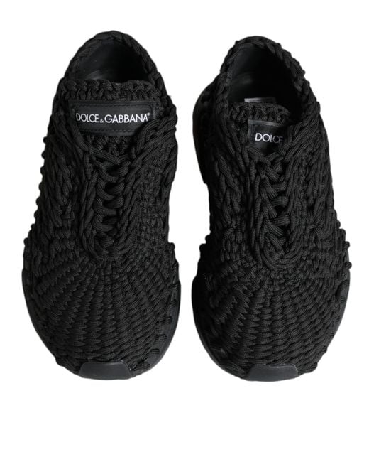Dolce & Gabbana Black Knitted Daymaster Sneakers Shoes
