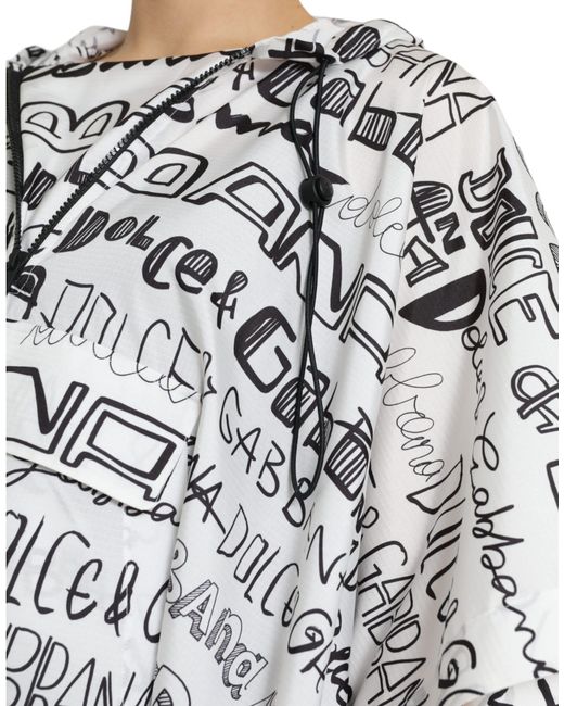 Dolce & Gabbana Gray Logo Print Hooded Blouson T-Shirt Top