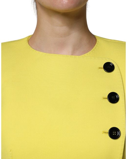 Dolce & Gabbana Yellow Lemon Wool Long Sleeves Cropped Coat Jacket