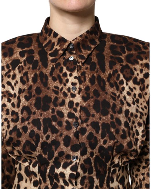 Dolce & Gabbana Black Leopard Silk Button Down Coat Jacket