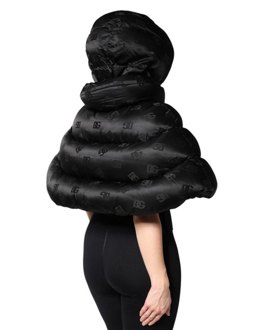 Dolce & Gabbana Black Padded Puffer Hooded Full Zip Cropped Jacket