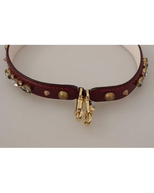 Dolce & Gabbana Red Leather Crystals Bag Shoulder Strap