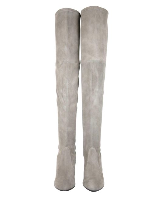 Stuart Weitzman Gray Solid Tiemodel Suede Over-The-Knee Boot (Us)