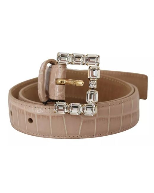 Dolce & Gabbana Black Leather Crystal Buckle Belt Calf