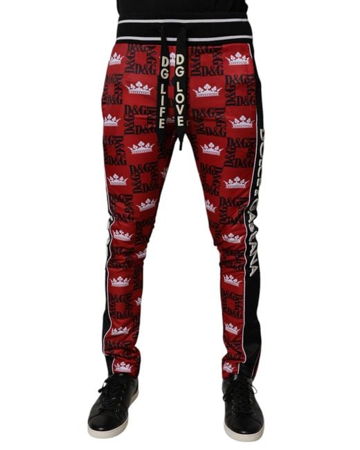 Dolce & Gabbana Red Dg Crown Track Pants for men