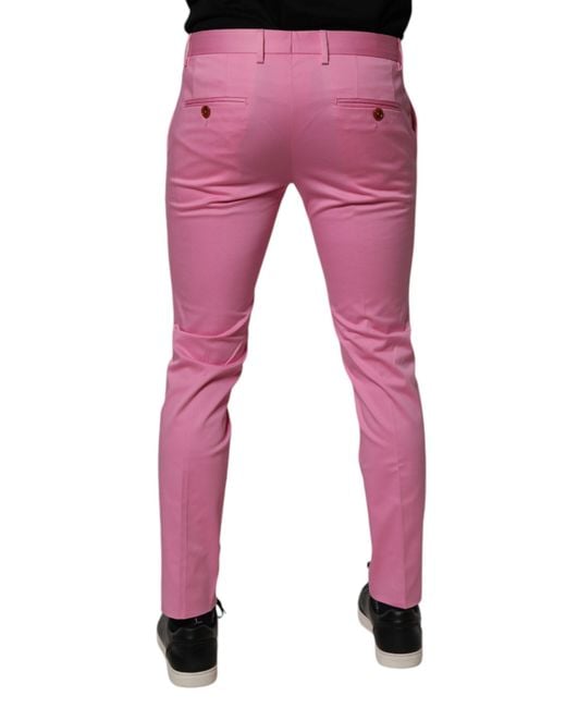Dolce & Gabbana Pink Slim Fit Dress Pants for men