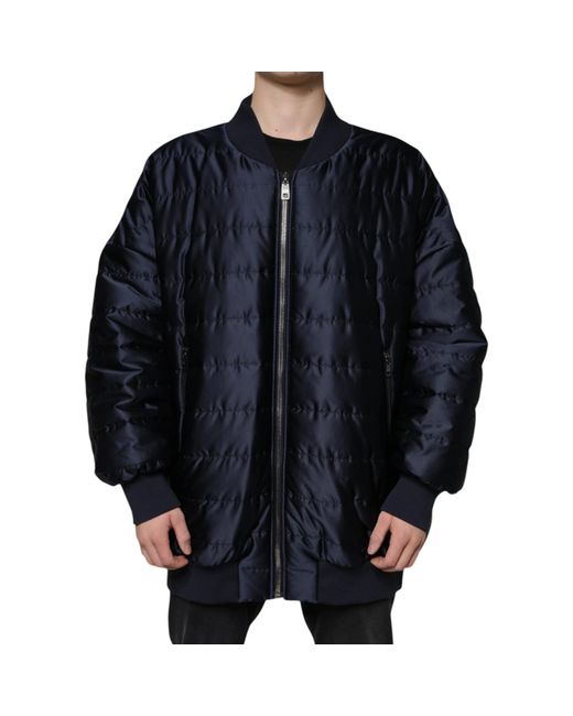 Dolce & Gabbana Black Dark Quilted Full Zip Bomber Jacket for men