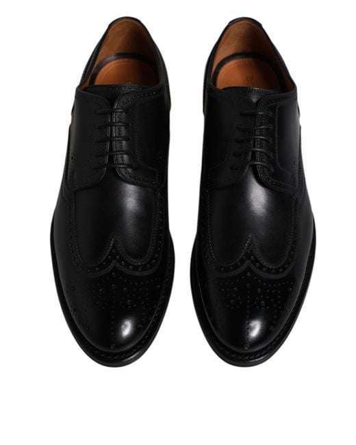 Dolce & Gabbana Black Leather Wingtip Oxford Brogue for men