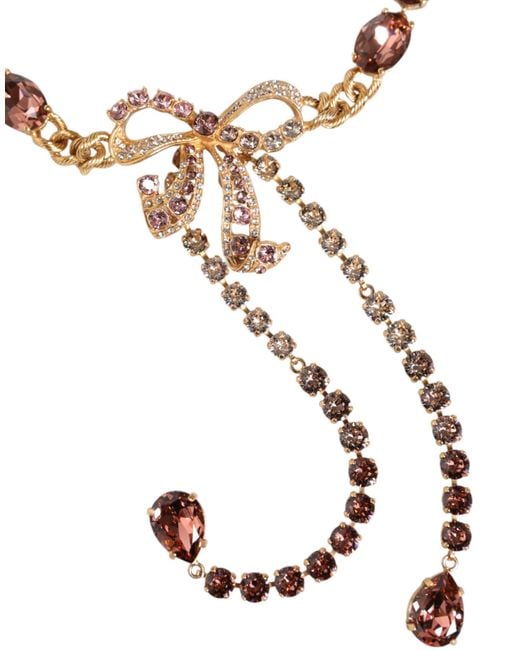 Dolce & Gabbana White Tone Brass Crystal Embellished Waist Chain Belt