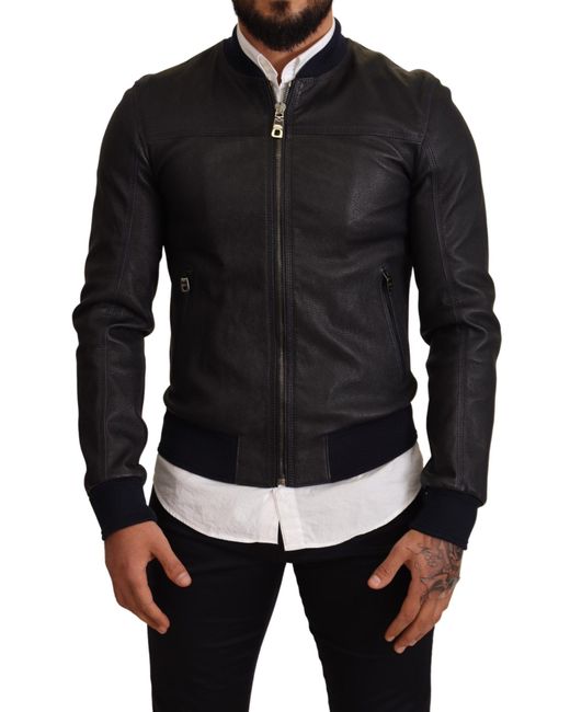 Dolce & gabbana leather hotsell bomber jacket