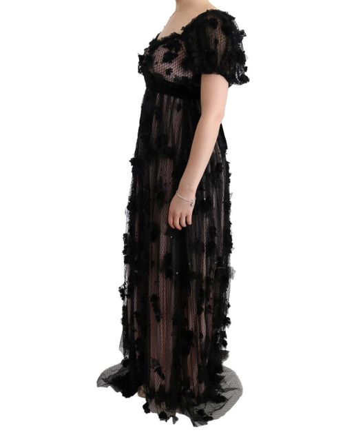 Dolce & Gabbana Black Silk Applique Shift Dress