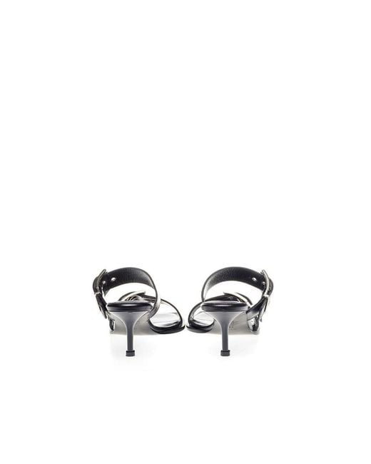 McQueen Black Leather Stiletto Heel Sandals