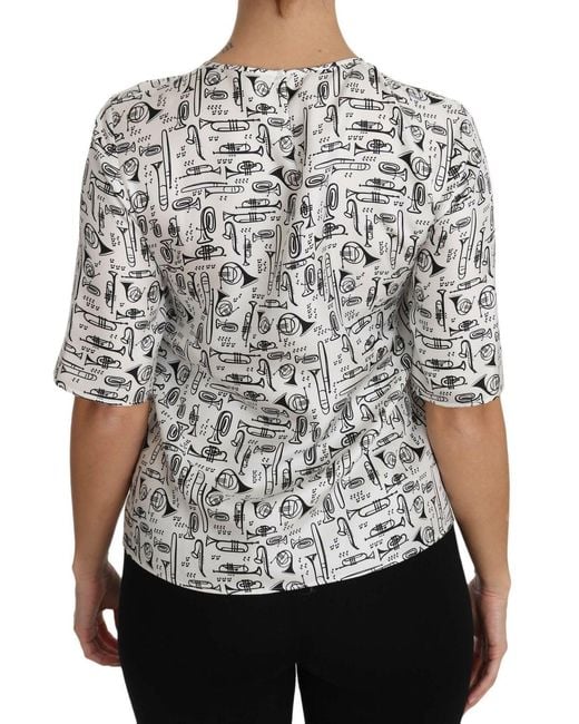 Dolce & Gabbana Gray Silk Blouse