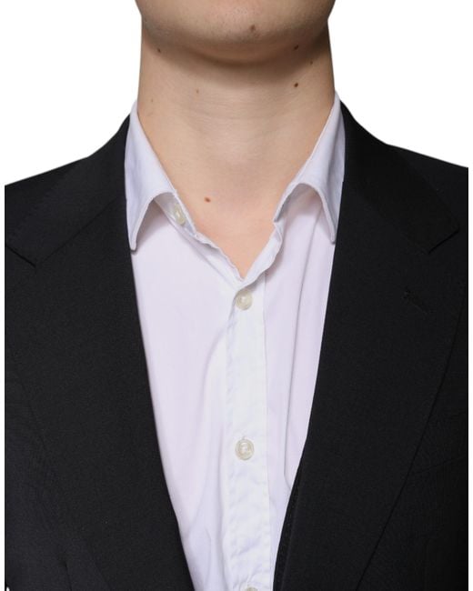 Dolce & Gabbana Black Wool 3 Piece Slim Fit Formal Suit for men