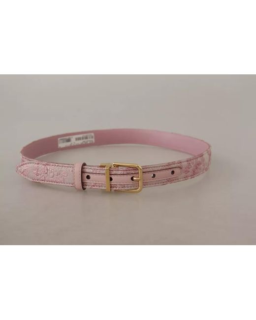 Dolce & Gabbana Black Jaquard Embroidered Tone Metal Buckle Belt