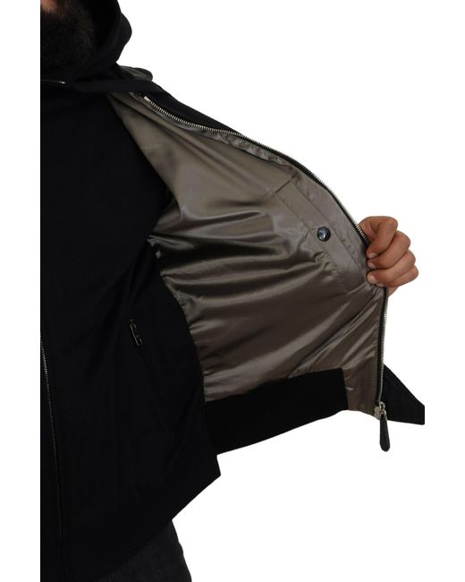 Reversible hooded blouson in flocked nylon