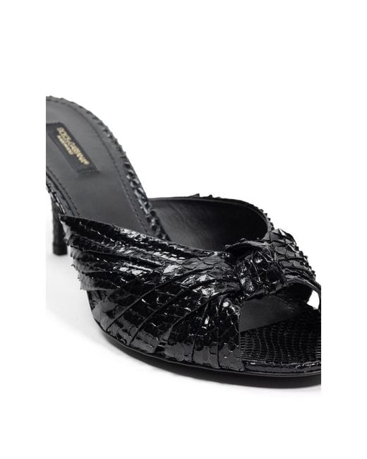 Dolce & Gabbana Black Snake Skin Platform Sandals