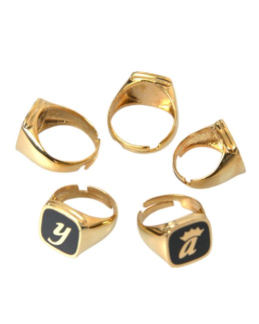 Dolce & Gabbana Multicolor Brass Royal Enamel Set Of 5 Ring for men