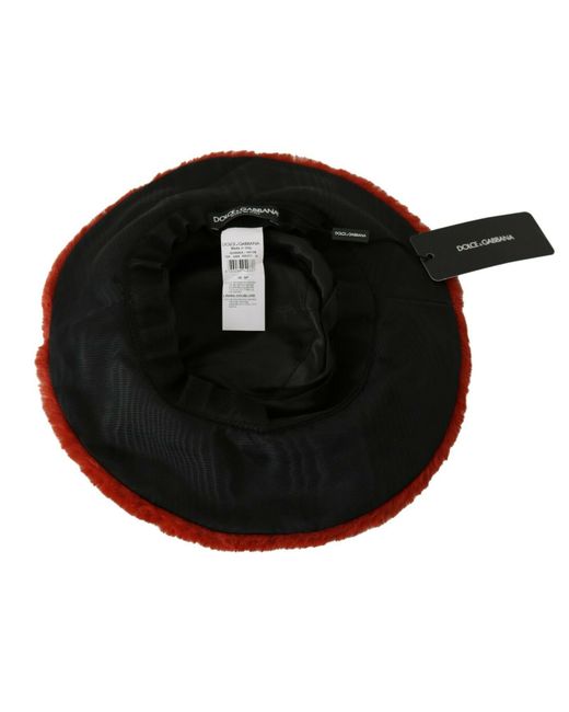 Dolce & Gabbana Brown Bordeaux Fur Wide Brim Bucket Hat