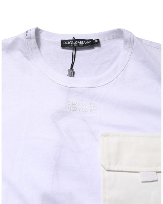 Dolce & Gabbana Blue Cotton Pocket Short Sleeves T-Shirt for men