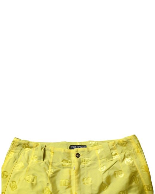 Dolce & Gabbana Yellow Embossed Logo Pants for men