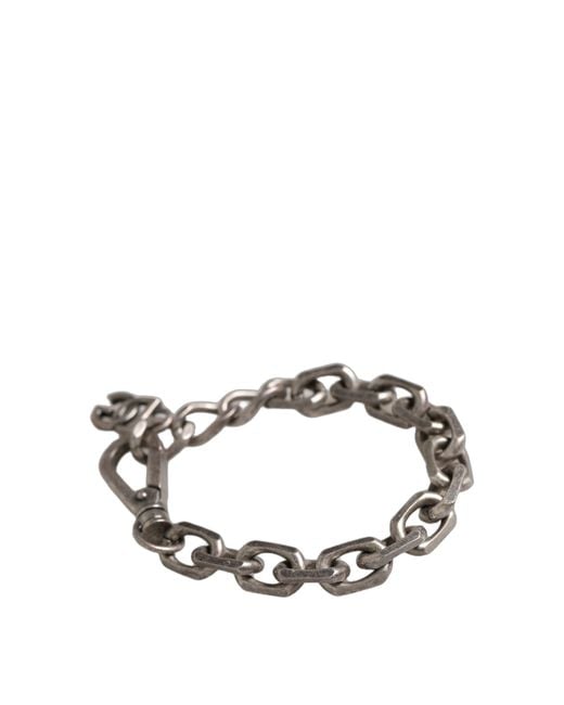 Dolce & Gabbana White Tone Heavy Chain Link Signature Dg Logo Bracelet Zamak Real Brass