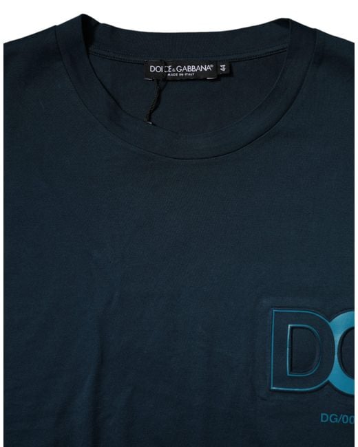 Dolce & Gabbana Blue Dg Logo Embroidered Tshirt for men