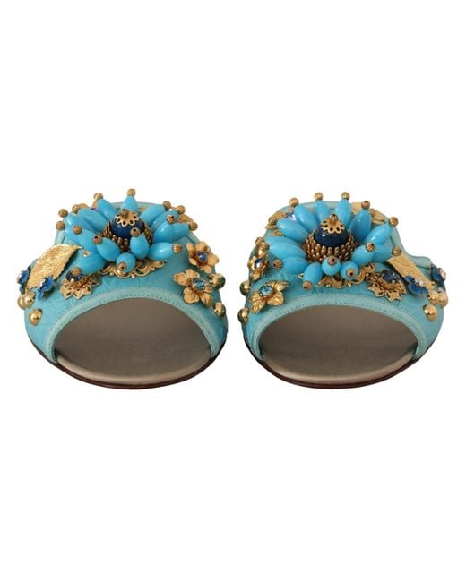 Dolce & Gabbana Black Crystal Exotic Leather Crystal Sandals