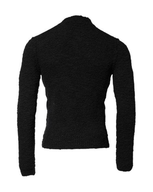 Dolce & Gabbana Black Wool Knit Crew Neck Pullover Sweater for men