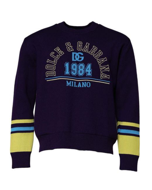 Dolce & Gabbana Blue 1984 Milano Crewneck Sweatshirt Sweater for men