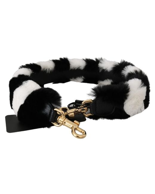 Dolce & Gabbana Black Lapin Fur Accessory Shoulder Strap