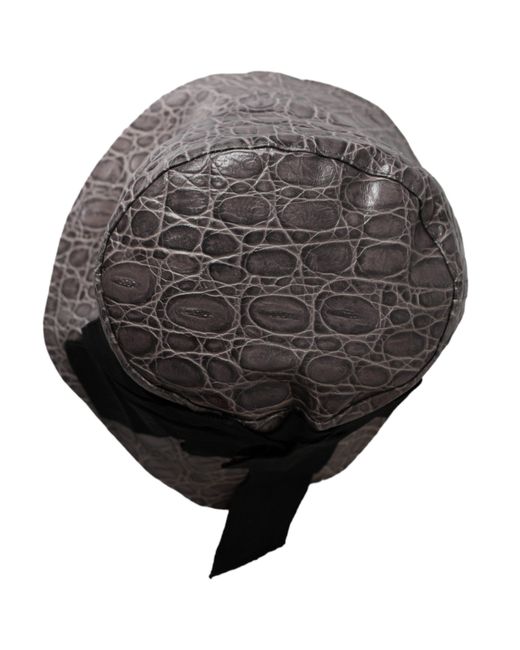 Dolce & Gabbana Black Patterned Leather Bucket Hat