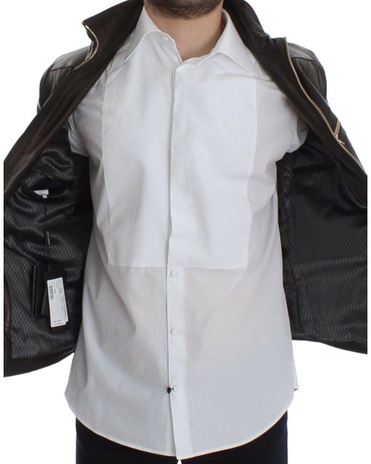 Dolce & Gabbana Black Lambskin Leather Zipper Jacket for men