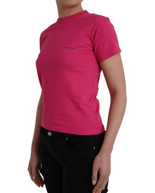 Balenciaga Red Authentic Cotton Crew Neck T-Shirt With Logo Detail