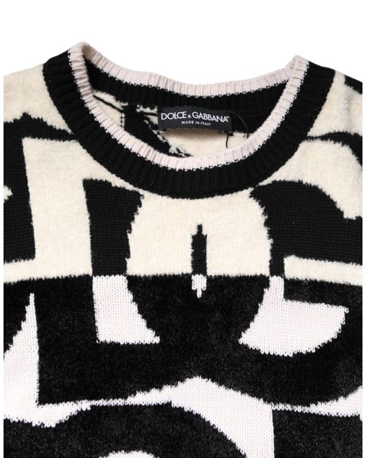 Dolce & Gabbana Black Geometric Pattern Knit Sweater