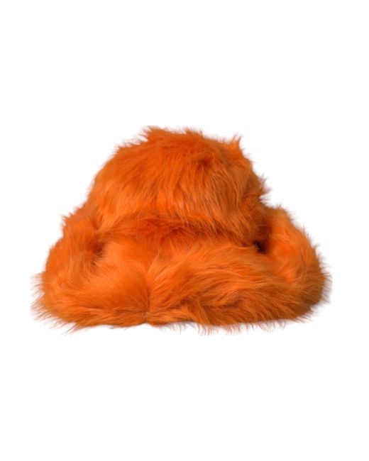 Dolce & Gabbana Orange Faux Fur Polyester Fedora Hat