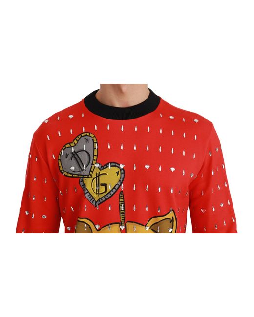 Dolce & Gabbana Red Crystal Pig Of The Year Sweater for men