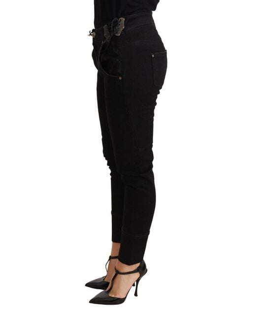 Ermanno Scervino Black Chic Low Waist Skinny Cotton Trousers