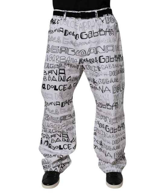 Dolce & Gabbana Gray Logo Print Straight Denim Jeans for men