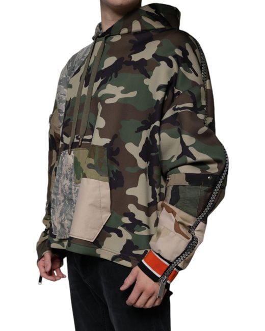 Dolce & Gabbana Gray Camouflage Hooded Sweatshirt Sweater for men