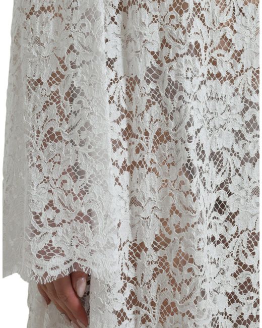 Dolce & Gabbana Gray Lace Crystal Embellished Shift Dress